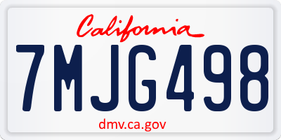 CA license plate 7MJG498