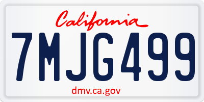 CA license plate 7MJG499