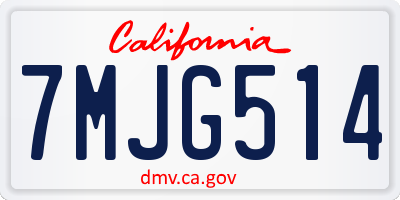 CA license plate 7MJG514