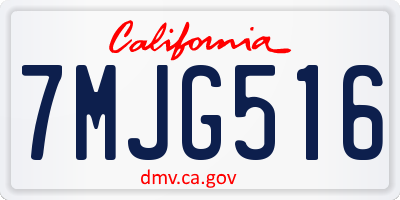 CA license plate 7MJG516