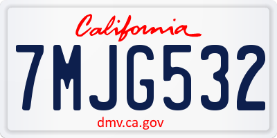 CA license plate 7MJG532