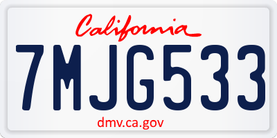 CA license plate 7MJG533