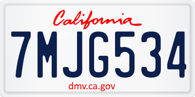 CA license plate 7MJG534