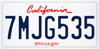CA license plate 7MJG535