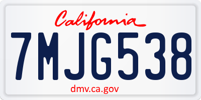 CA license plate 7MJG538