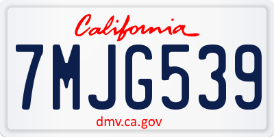 CA license plate 7MJG539