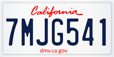 CA license plate 7MJG541