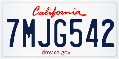 CA license plate 7MJG542