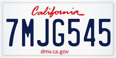 CA license plate 7MJG545