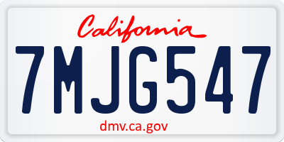 CA license plate 7MJG547