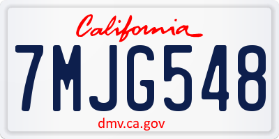 CA license plate 7MJG548
