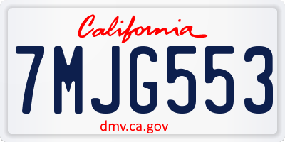 CA license plate 7MJG553