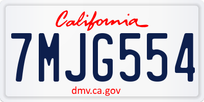 CA license plate 7MJG554