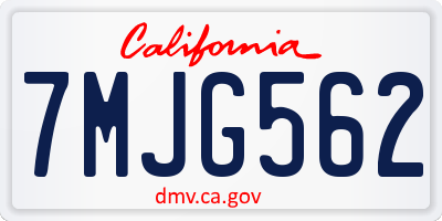 CA license plate 7MJG562
