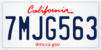 CA license plate 7MJG563