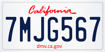CA license plate 7MJG567