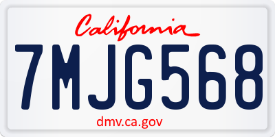 CA license plate 7MJG568
