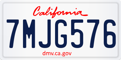 CA license plate 7MJG576