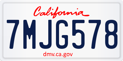 CA license plate 7MJG578