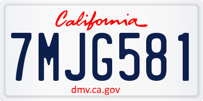 CA license plate 7MJG581