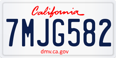 CA license plate 7MJG582