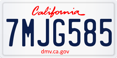 CA license plate 7MJG585