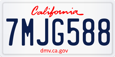 CA license plate 7MJG588