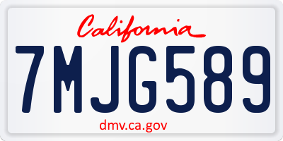 CA license plate 7MJG589