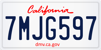 CA license plate 7MJG597