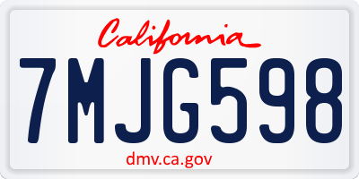 CA license plate 7MJG598