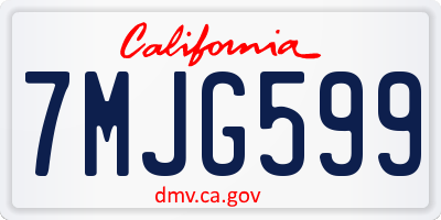 CA license plate 7MJG599