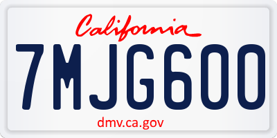 CA license plate 7MJG600