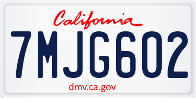 CA license plate 7MJG602