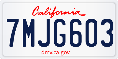 CA license plate 7MJG603