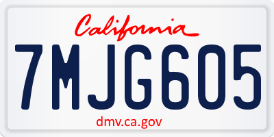 CA license plate 7MJG605