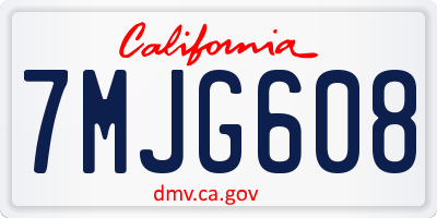 CA license plate 7MJG608
