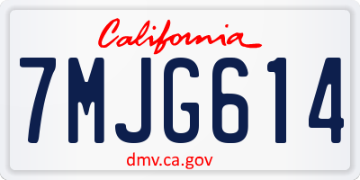 CA license plate 7MJG614