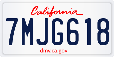 CA license plate 7MJG618