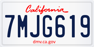 CA license plate 7MJG619