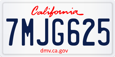 CA license plate 7MJG625