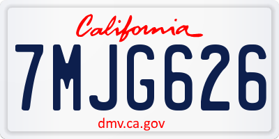 CA license plate 7MJG626
