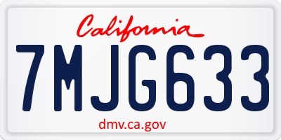 CA license plate 7MJG633