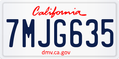 CA license plate 7MJG635