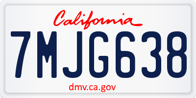 CA license plate 7MJG638