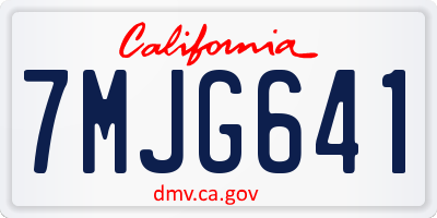 CA license plate 7MJG641
