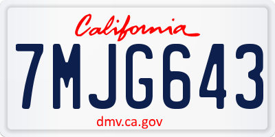 CA license plate 7MJG643