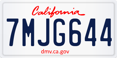 CA license plate 7MJG644