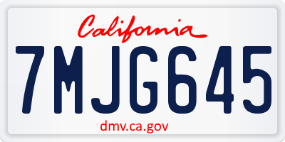 CA license plate 7MJG645