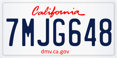 CA license plate 7MJG648