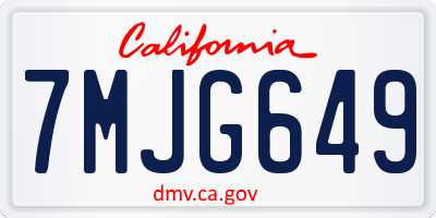 CA license plate 7MJG649